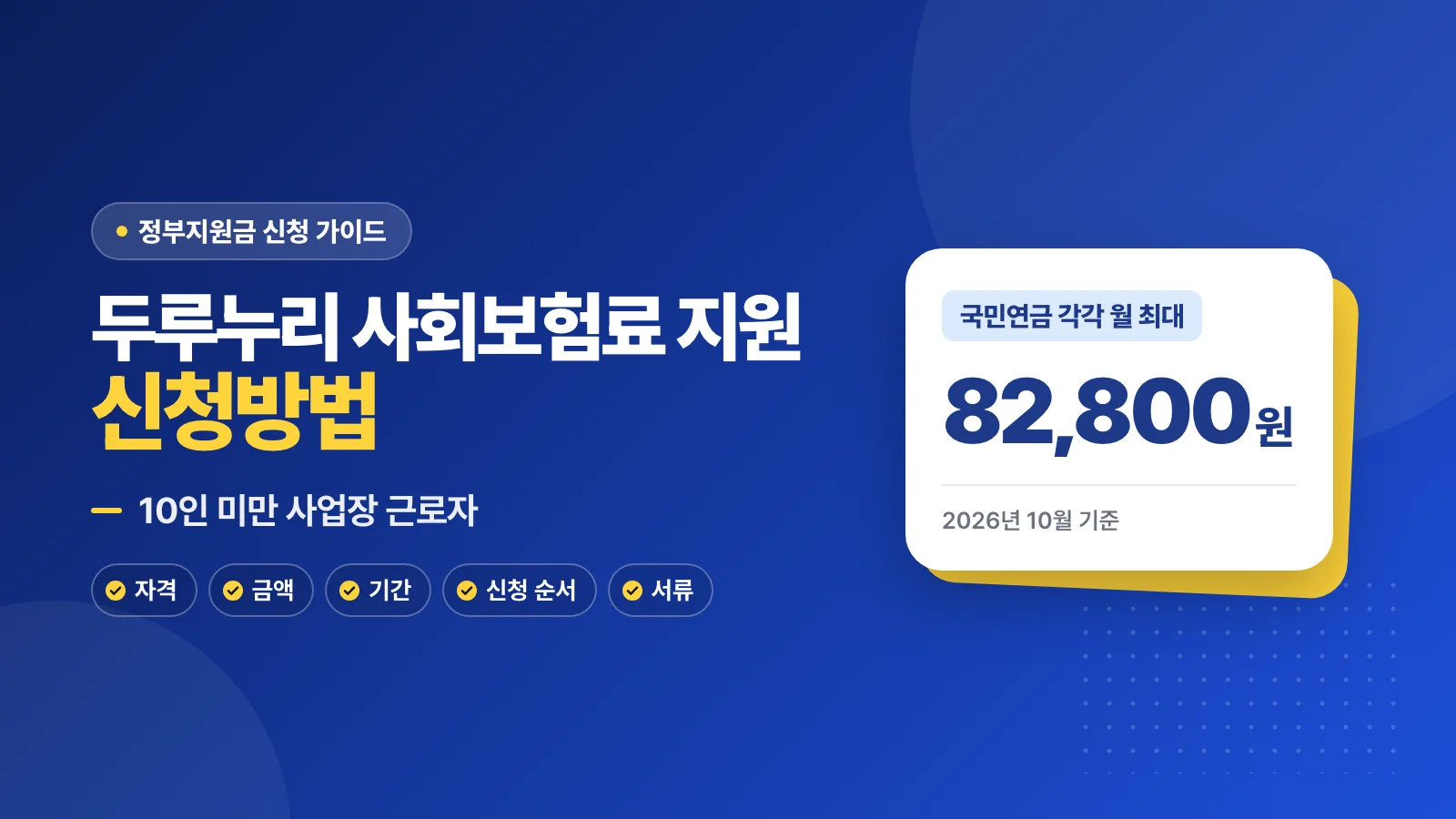 두루누리 사회보험료 지원 신청방법: 10인 미만 사업장 근로자 82,800원