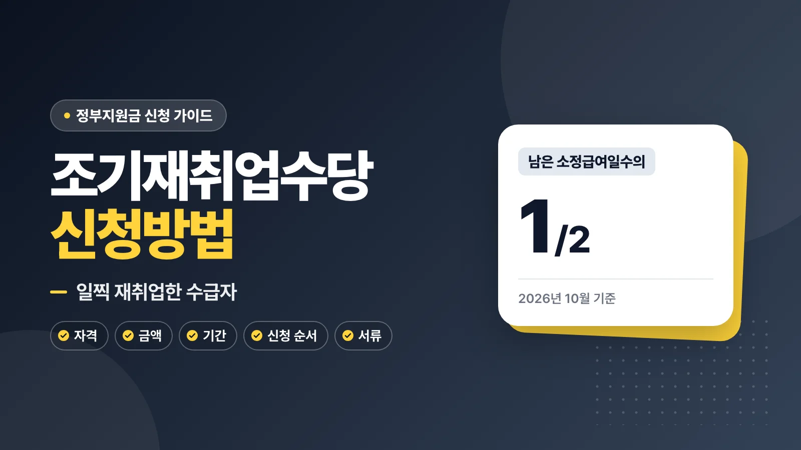 조기재취업수당 신청방법: 일찍 재취업한 수급자 1/2